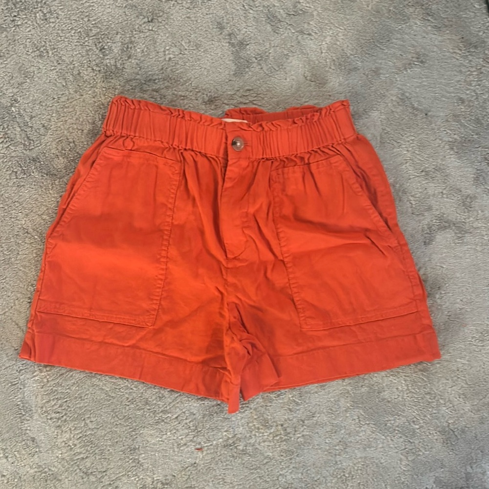 LOU & GREY FOR LOFT RED LINNEN SHORTS